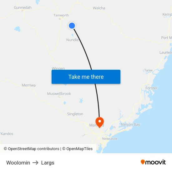 Woolomin to Largs map