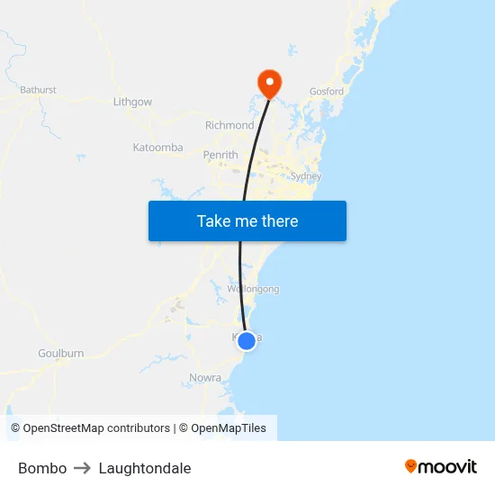 Bombo to Laughtondale map