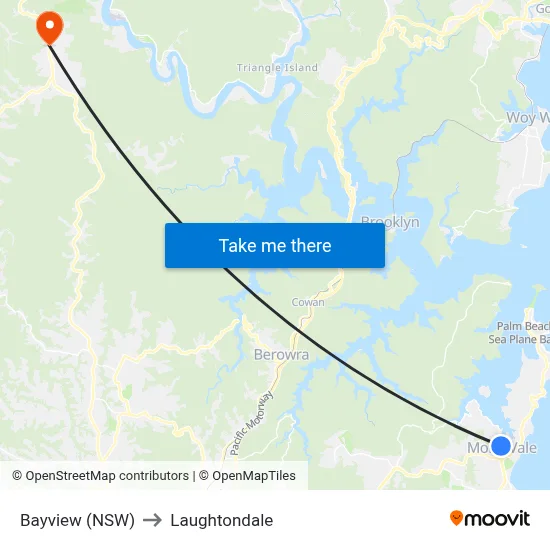 Bayview (NSW) to Laughtondale map
