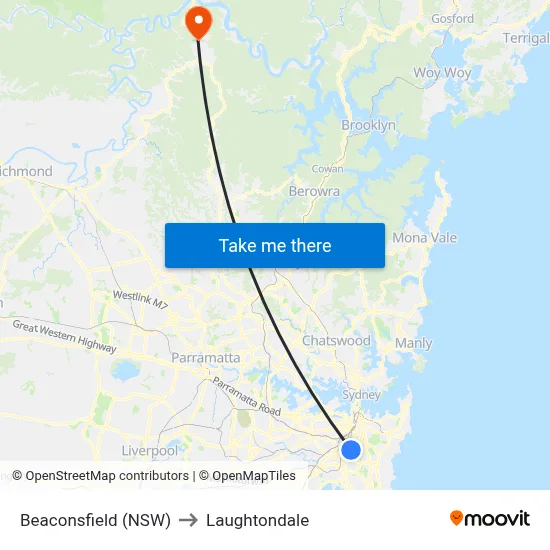 Beaconsfield (NSW) to Laughtondale map