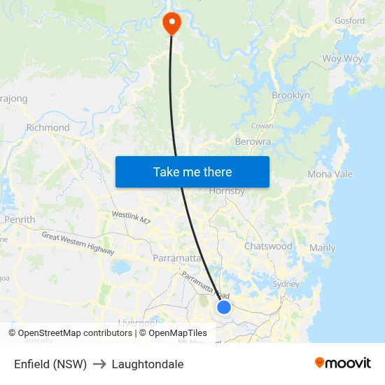 Enfield (NSW) to Laughtondale map
