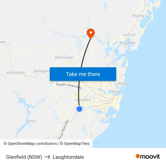 Glenfield (NSW) to Laughtondale map