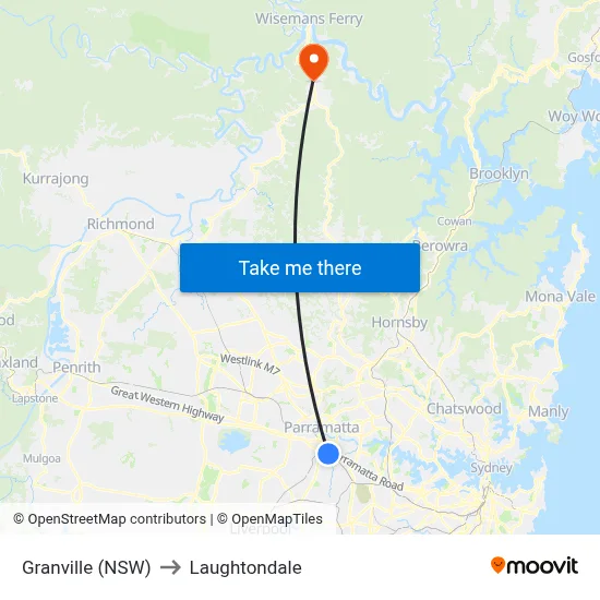 Granville (NSW) to Laughtondale map
