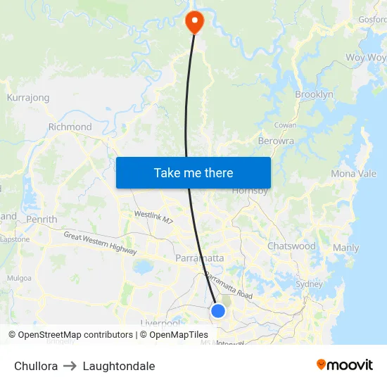 Chullora to Laughtondale map