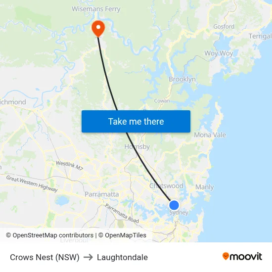 Crows Nest (NSW) to Laughtondale map