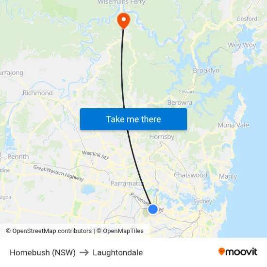 Homebush (NSW) to Laughtondale map