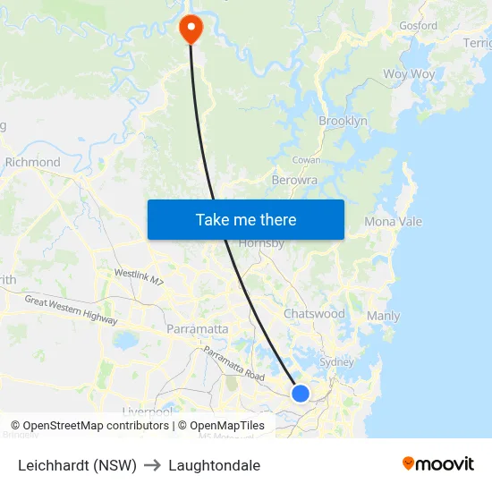 Leichhardt (NSW) to Laughtondale map