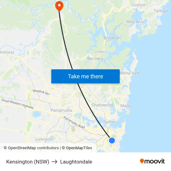 Kensington (NSW) to Laughtondale map