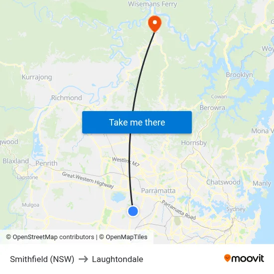 Smithfield (NSW) to Laughtondale map