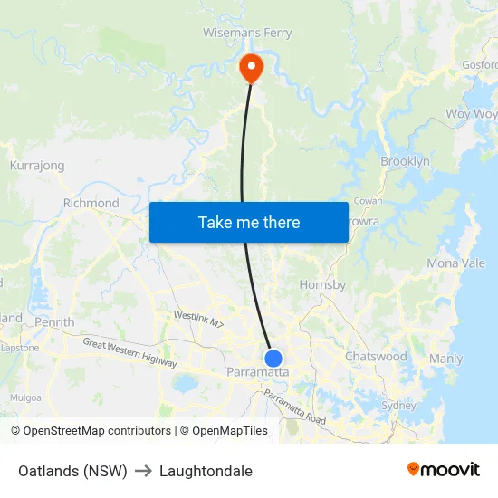 Oatlands (NSW) to Laughtondale map