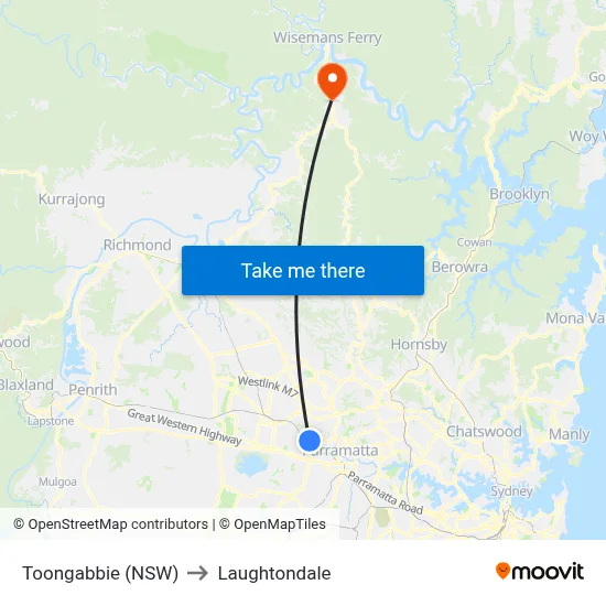 Toongabbie (NSW) to Laughtondale map