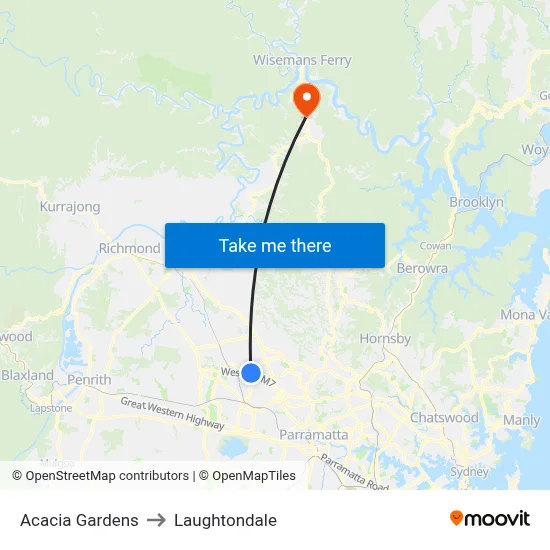 Acacia Gardens to Laughtondale map