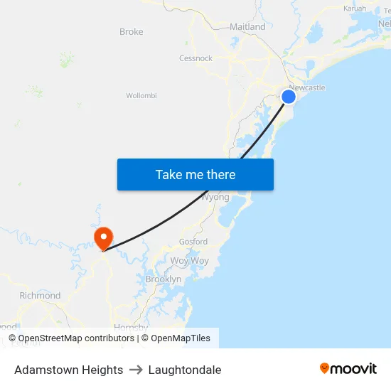 Adamstown Heights to Laughtondale map