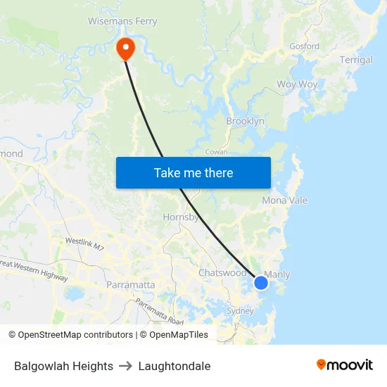 Balgowlah Heights to Laughtondale map