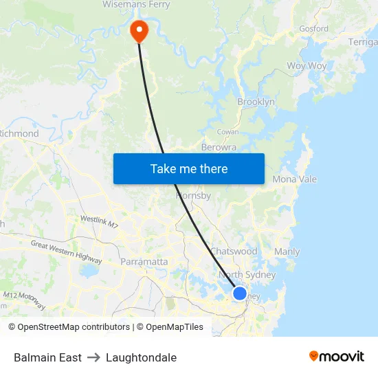 Balmain East to Laughtondale map