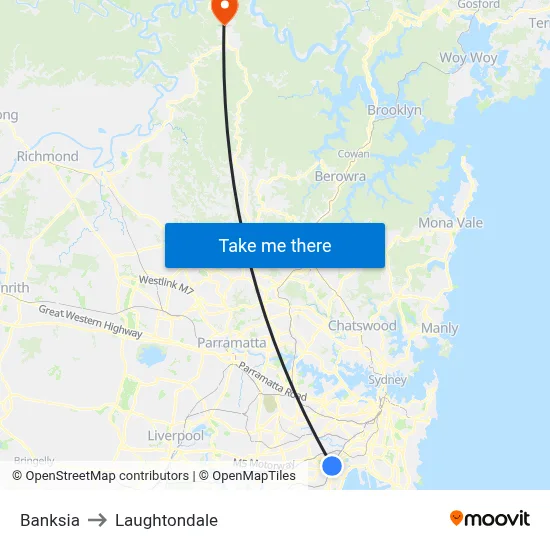 Banksia to Laughtondale map