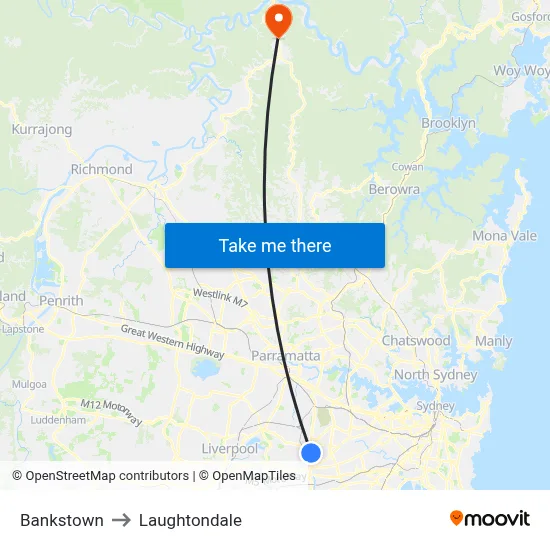 Bankstown to Laughtondale map