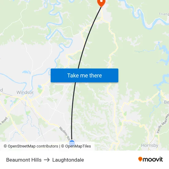 Beaumont Hills to Laughtondale map