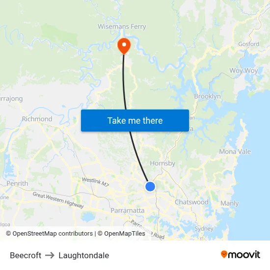 Beecroft to Laughtondale map