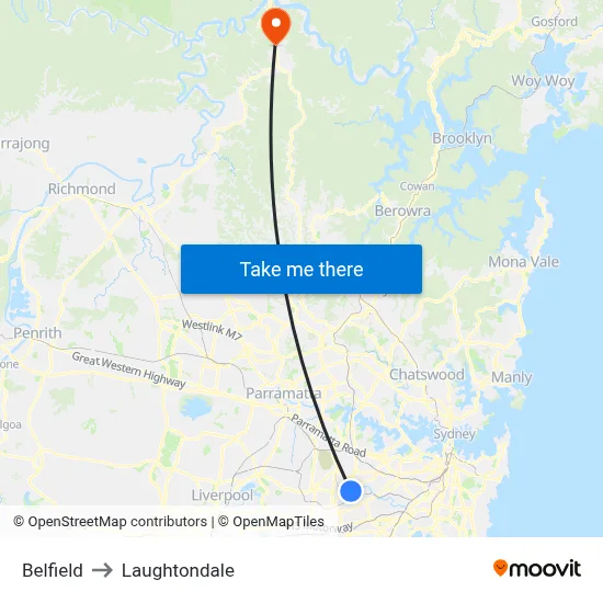 Belfield to Laughtondale map