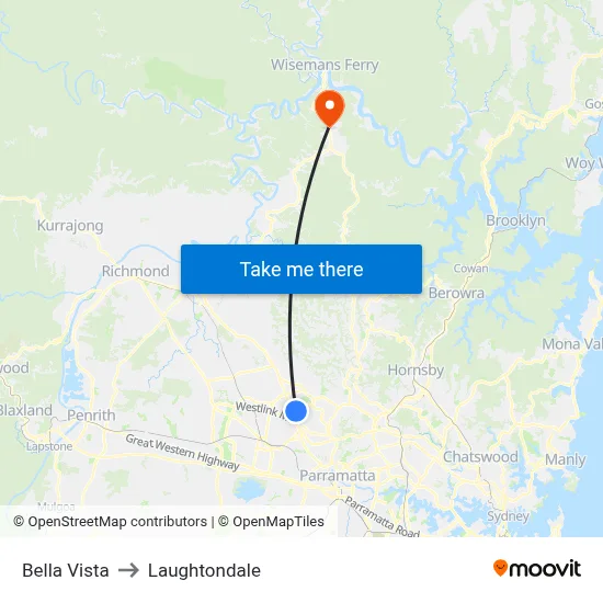 Bella Vista to Laughtondale map
