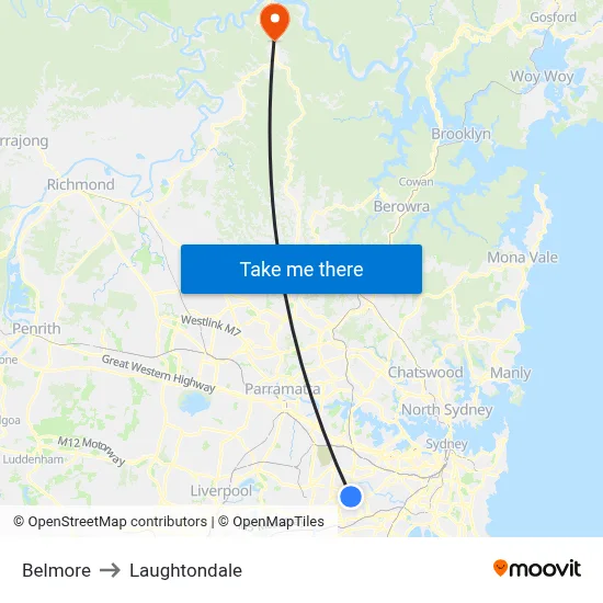 Belmore to Laughtondale map