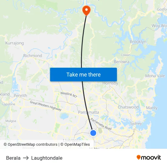 Berala to Laughtondale map