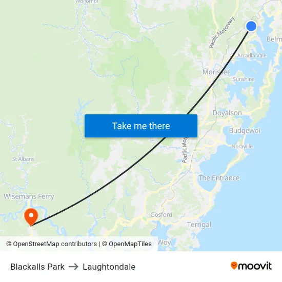 Blackalls Park to Laughtondale map