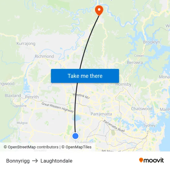 Bonnyrigg to Laughtondale map