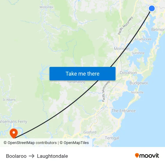 Boolaroo to Laughtondale map