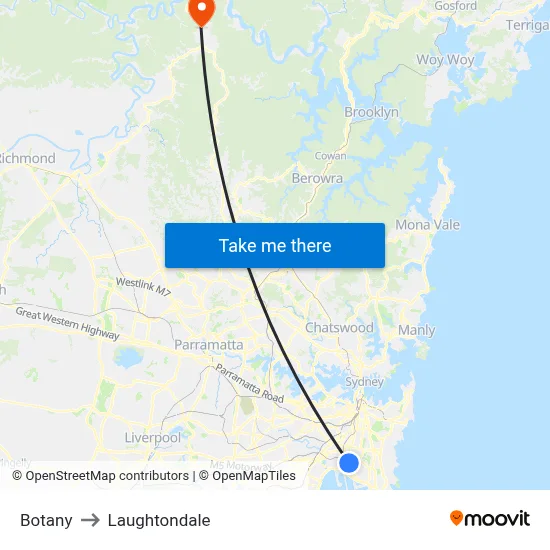 Botany to Laughtondale map