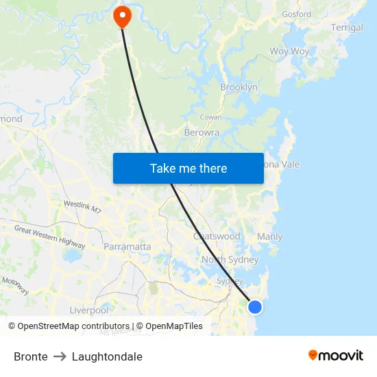 Bronte to Laughtondale map