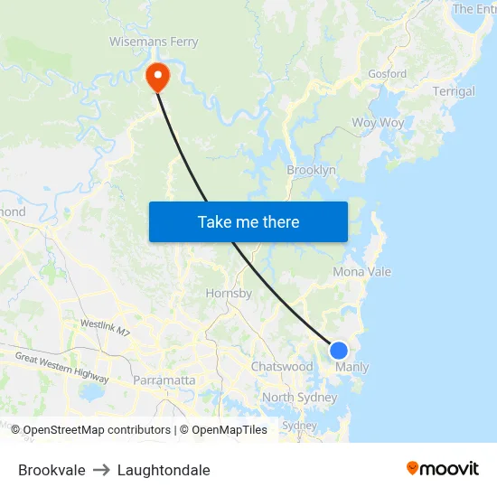 Brookvale to Laughtondale map