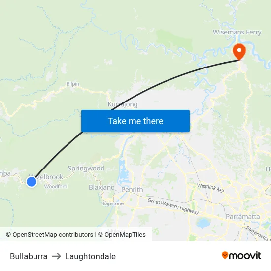 Bullaburra to Laughtondale map