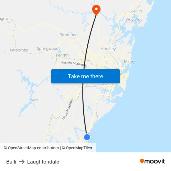 Bulli to Laughtondale map