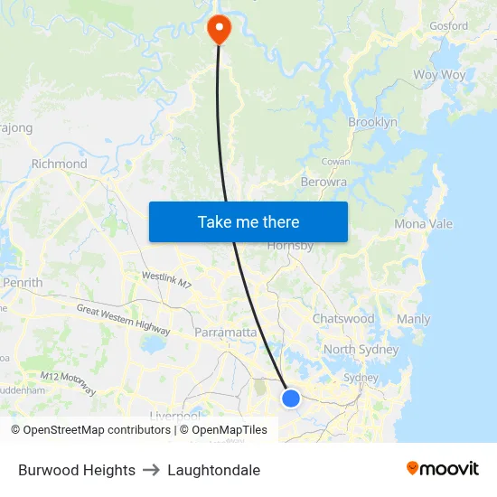 Burwood Heights to Laughtondale map