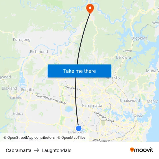 Cabramatta to Laughtondale map