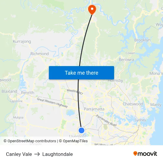 Canley Vale to Laughtondale map
