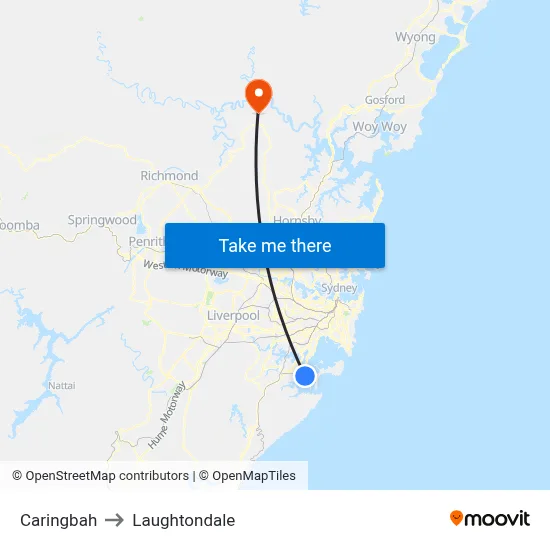 Caringbah to Laughtondale map