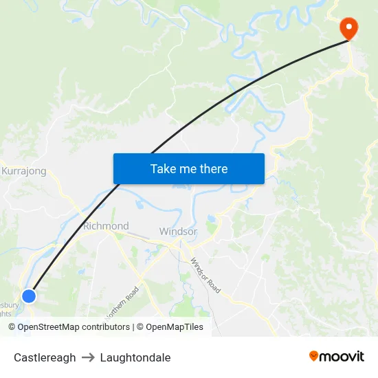 Castlereagh to Laughtondale map