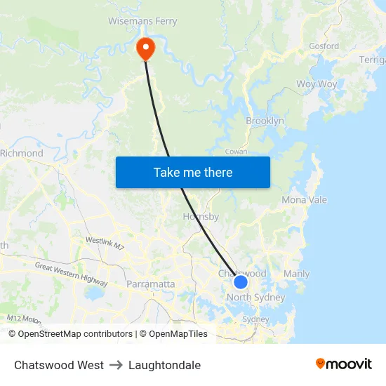 Chatswood West to Laughtondale map