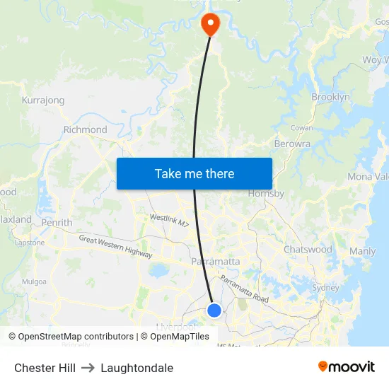 Chester Hill to Laughtondale map