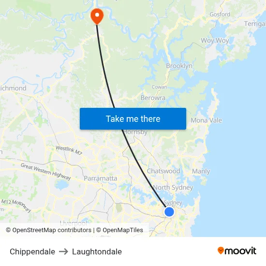 Chippendale to Laughtondale map