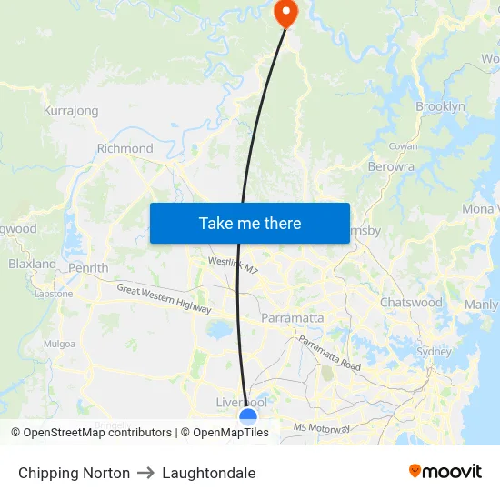 Chipping Norton to Laughtondale map