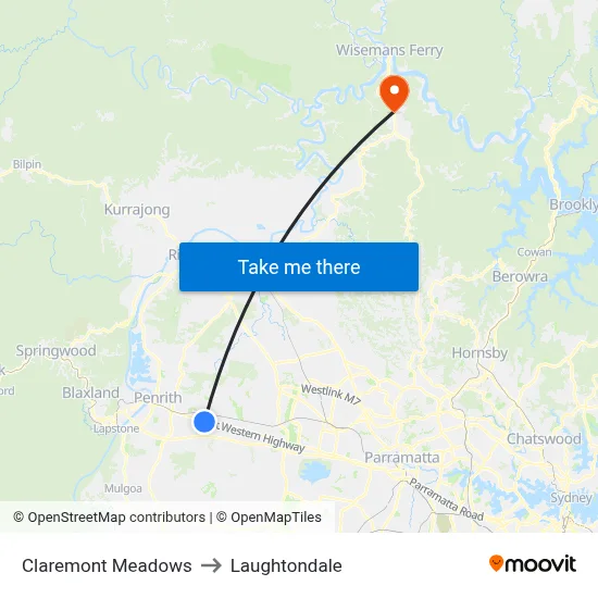 Claremont Meadows to Laughtondale map