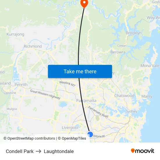 Condell Park to Laughtondale map
