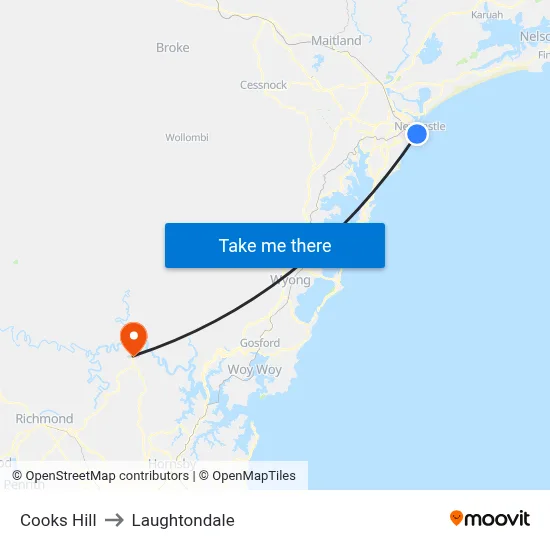 Cooks Hill to Laughtondale map