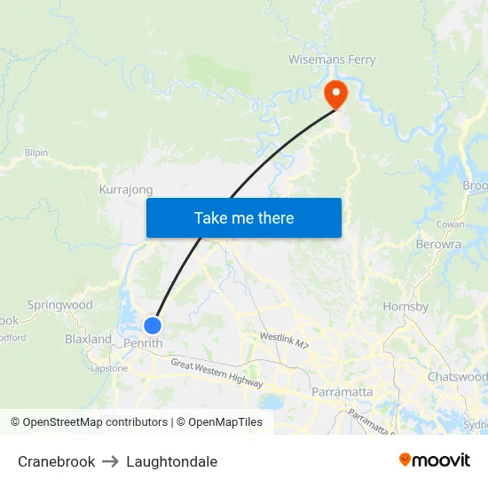 Cranebrook to Laughtondale map