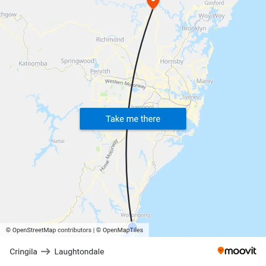 Cringila to Laughtondale map