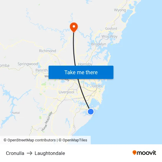 Cronulla to Laughtondale map